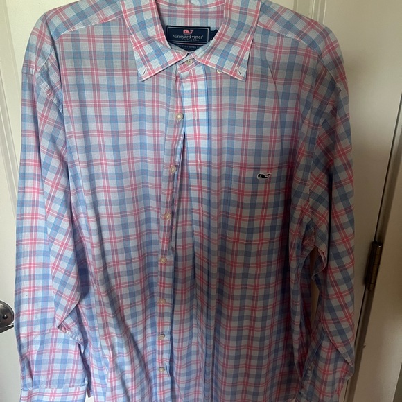 Vineyard Vines Other - Vineyard Vines Men's Casual Blue and Pink Check Shirt